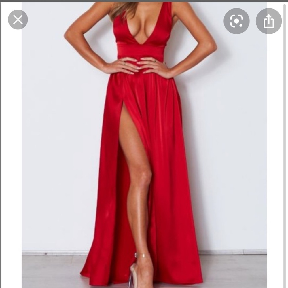 White fox Red maxi dress